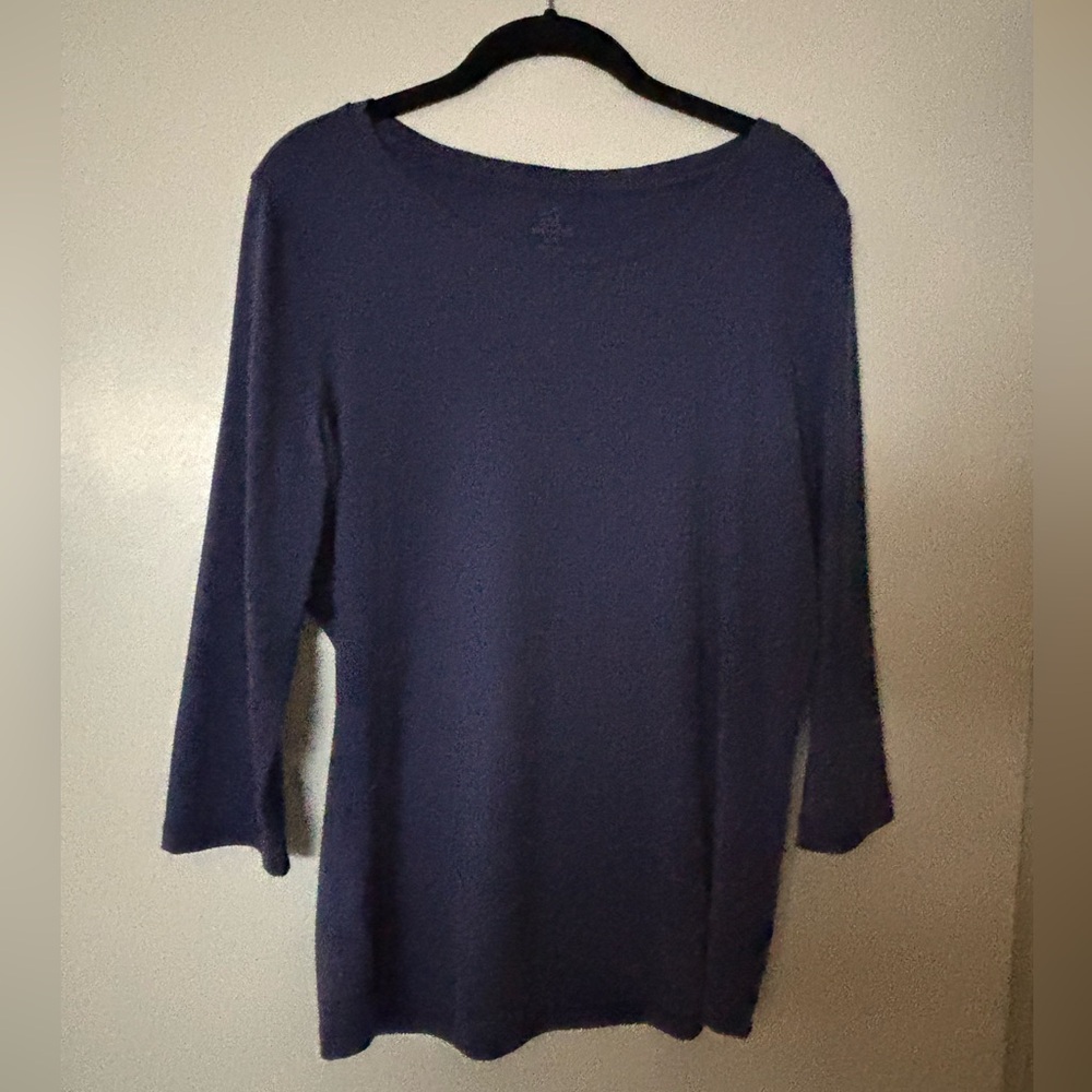 ITEM HAS SOLD!!!Woolx Jenny 3/4 length sleeve top size medium in ink blue